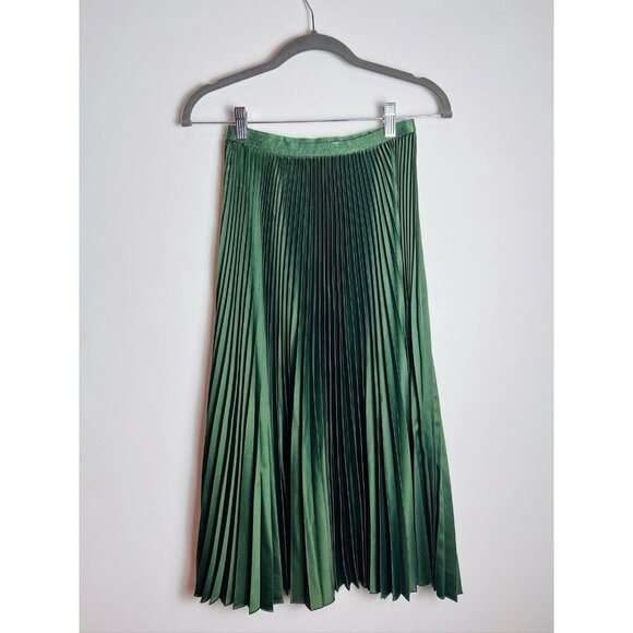 Green Stefanel Mid-Length Pleated Skirt emerald green EU 34 - Picture 1 of 10